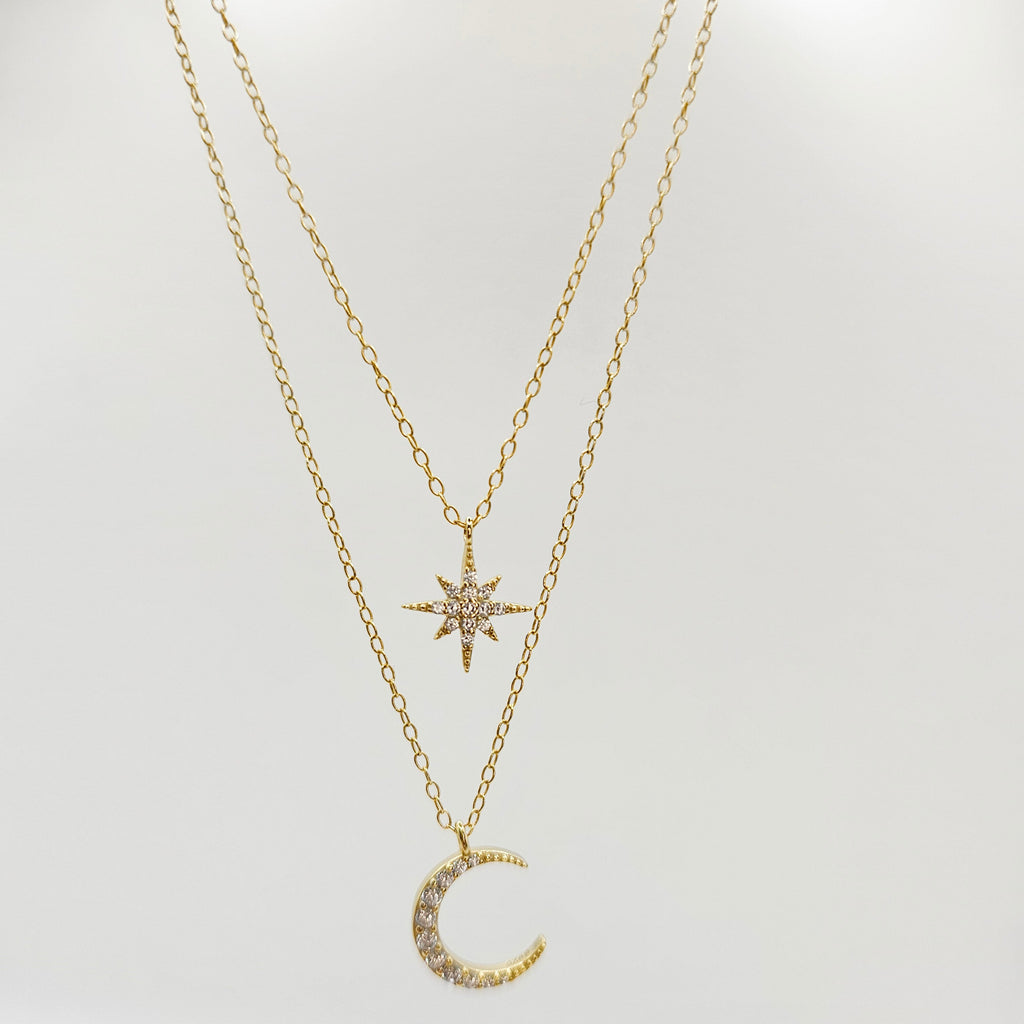 Star & Moon Gold Necklace