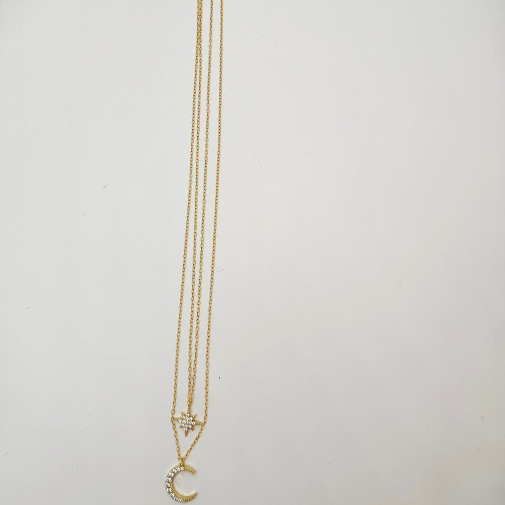 Star & Moon Gold Necklace